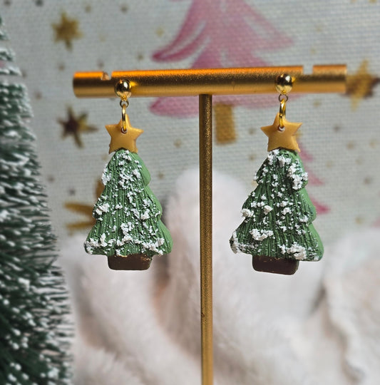 Frosted Firs – Snow-Dusted Christmas Tree Earrings