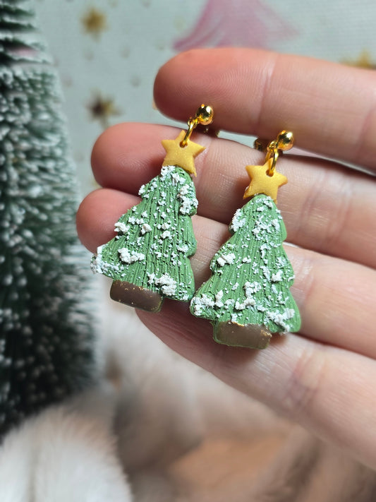 Frosted Firs – Snow-Dusted Christmas Tree Earrings
